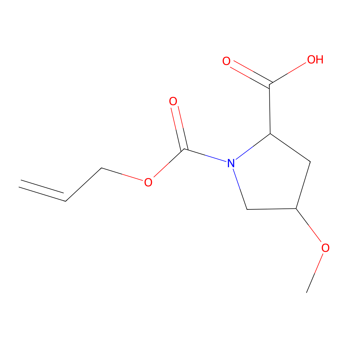 (2S,4R)-4-methoxy-1-[(prop-2-en-1-yloxy)carbonyl]pyrrolidine-2-carboxylic acid molecular structure, CAS 1492906-85-0