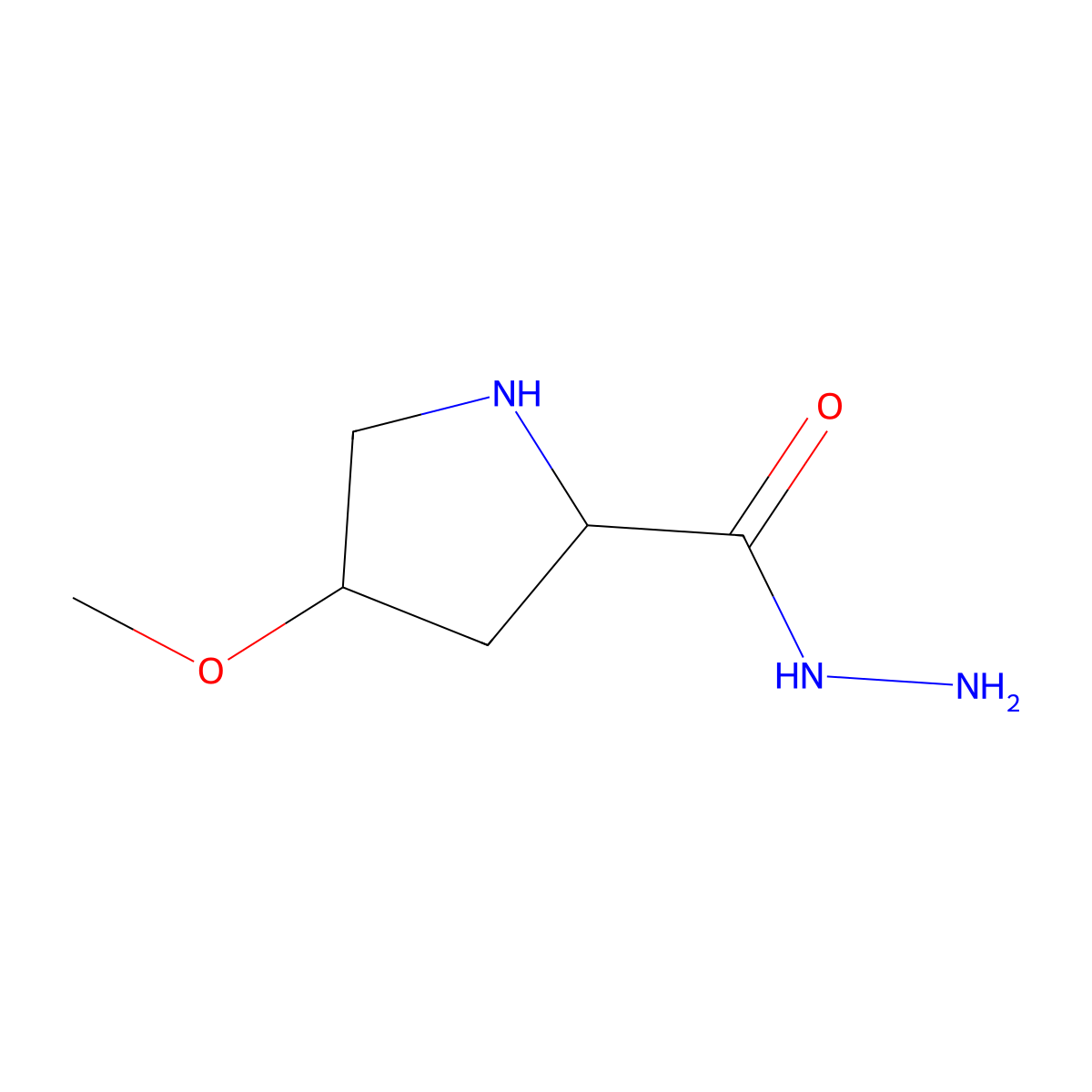 (2S,4R)-4-methoxypyrrolidine-2-carbohydrazide molecular structure, CAS 1492907-52-4
