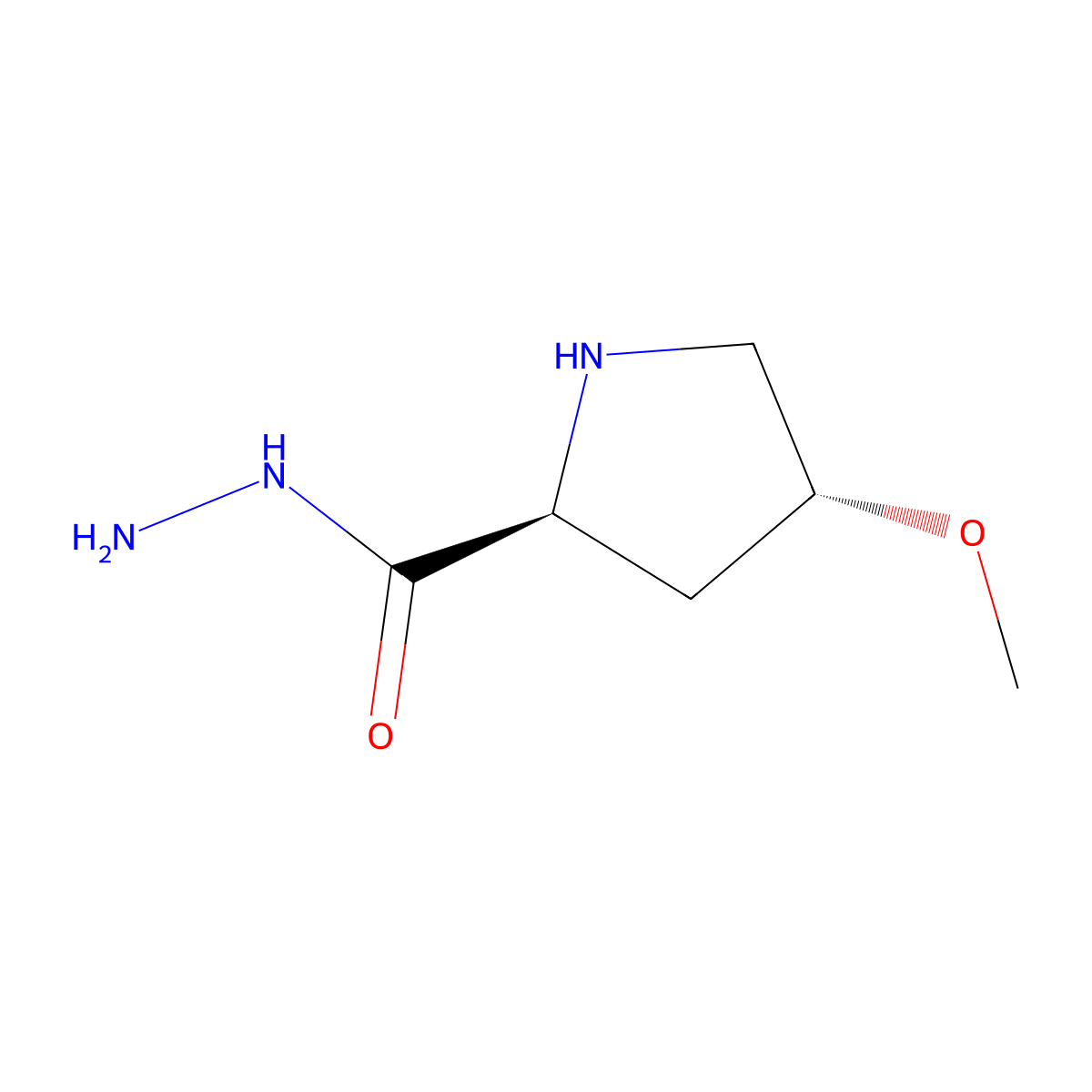 (2S,4R)-4-methoxypyrrolidine-2-carbohydrazide molecular structure, CAS 1492907-52-4