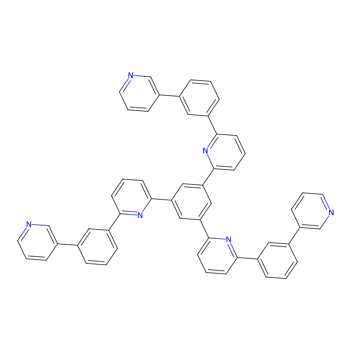 1,3,5-Tris(6-(3-(pyridin-3-yl)phenyl)pyridin-2-yl)benzene molecular structure, CAS 1492917-78-8