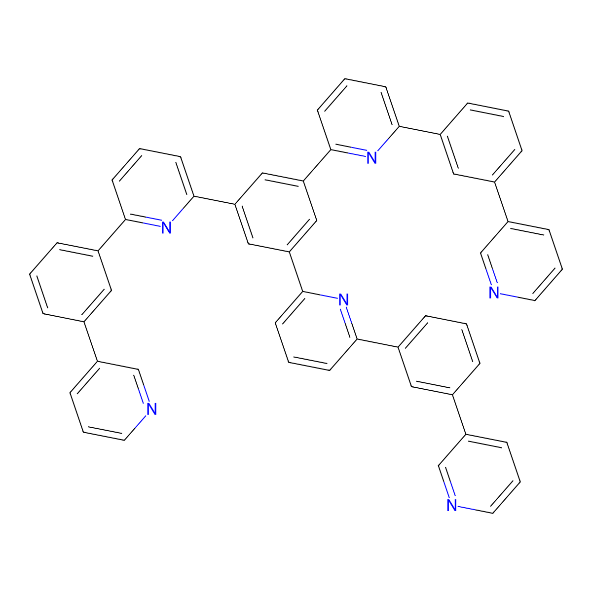 1,3,5-Tris(6-(3-(pyridin-3-yl)phenyl)pyridin-2-yl)benzene molecular structure, CAS 1492917-78-8