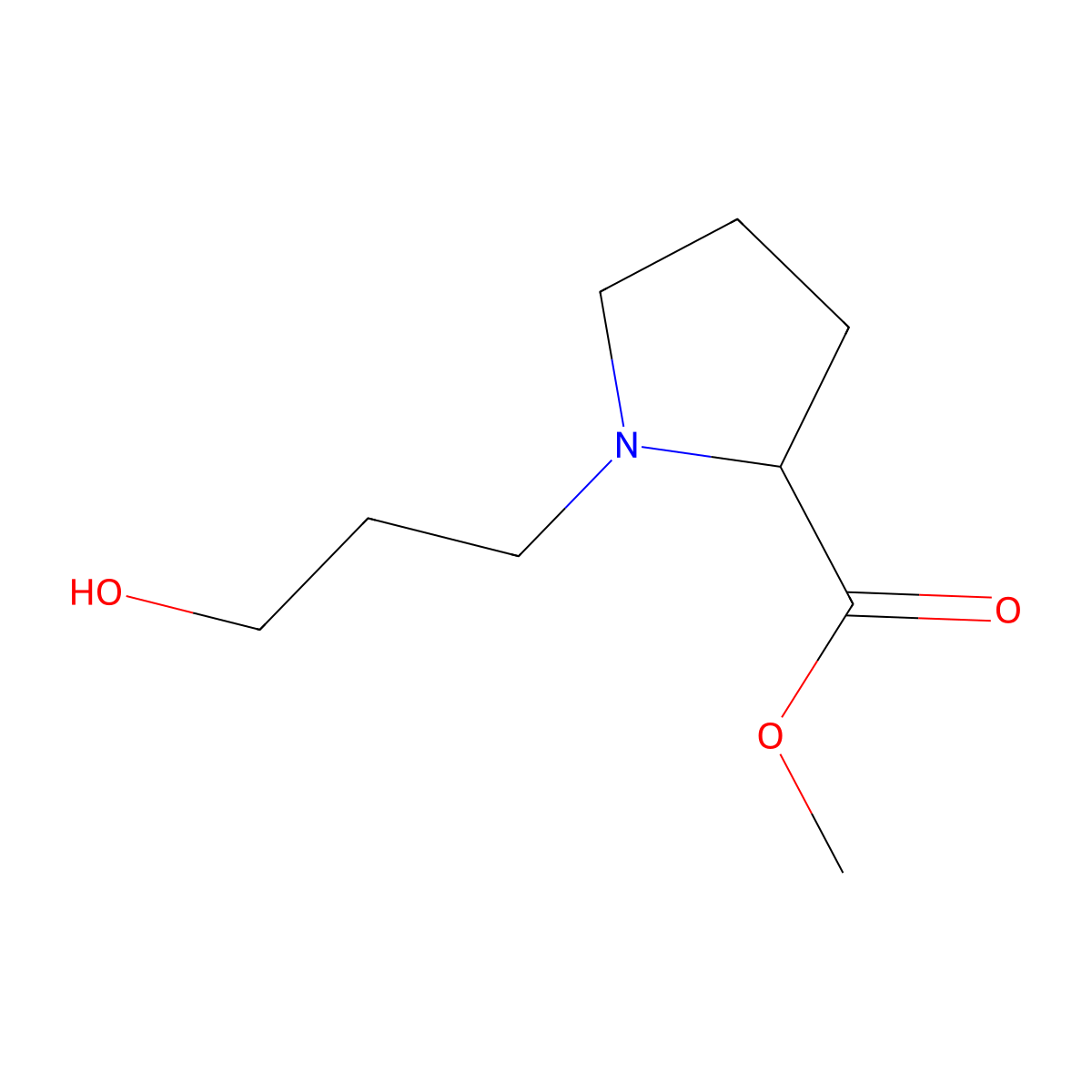 Methyl1-(3-hydroxypropyl)pyrrolidine-2-carboxylate molecular structure, CAS 1492920-87-2