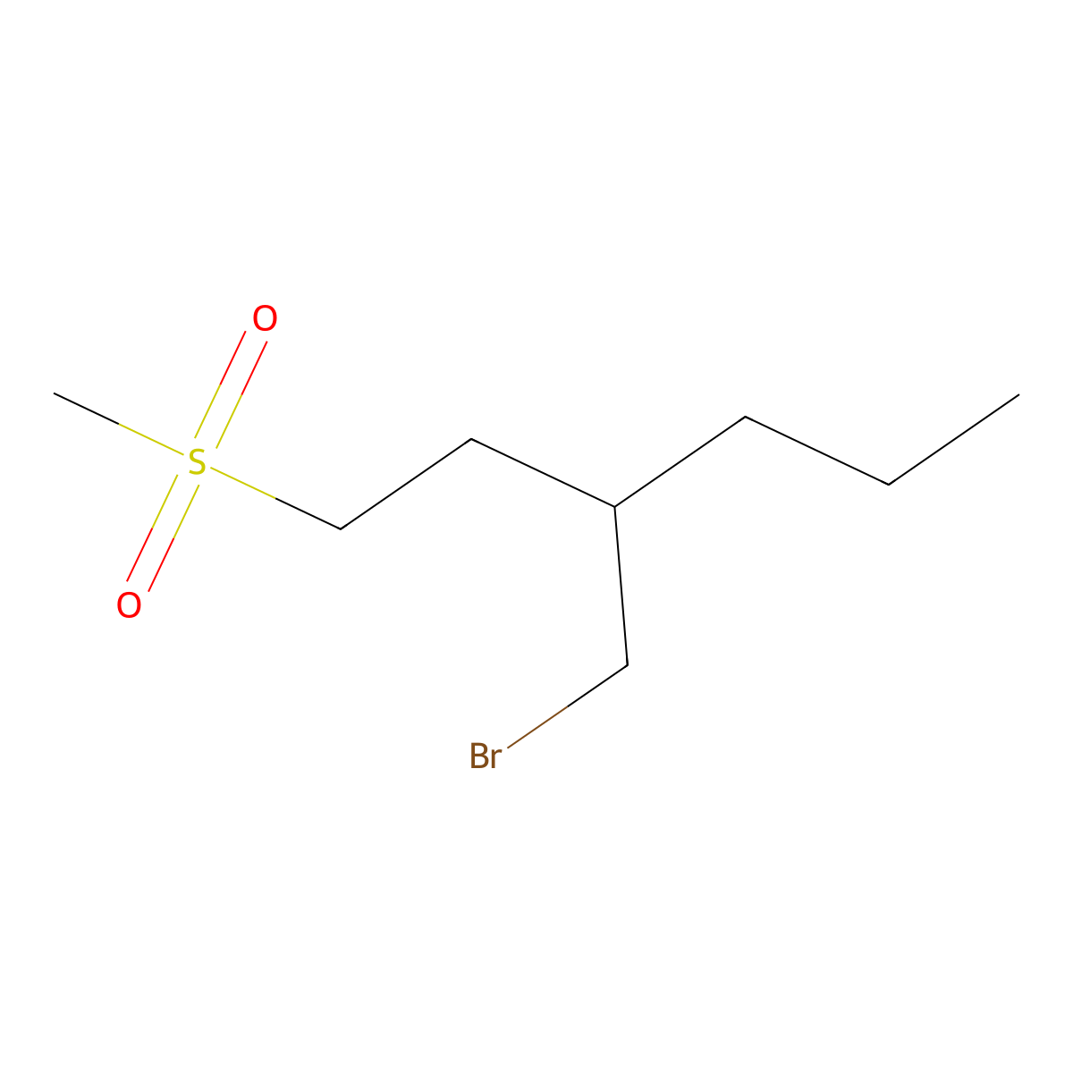 3-(Bromomethyl)-1-(methylsulfonyl)hexane molecular structure, CAS 1492927-34-0