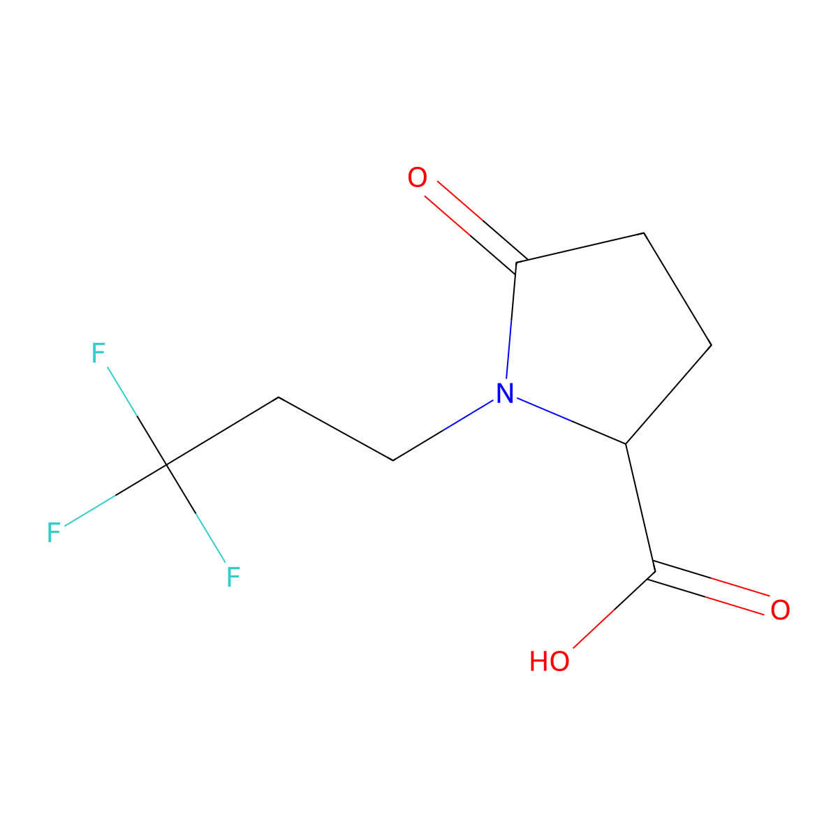 5-Oxo-1-(3,3,3-trifluoropropyl)pyrrolidine-2-carboxylic acid molecular structure, CAS 1492929-78-8