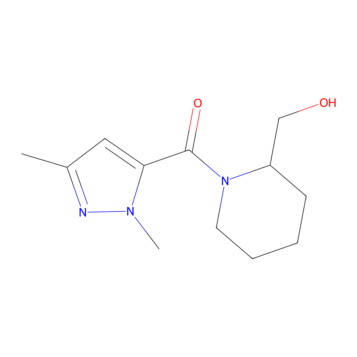 [1-(1,3-dimethyl-1H-pyrazole-5-carbonyl)piperidin-2-yl]methanol molecular structure, CAS 1492950-90-9