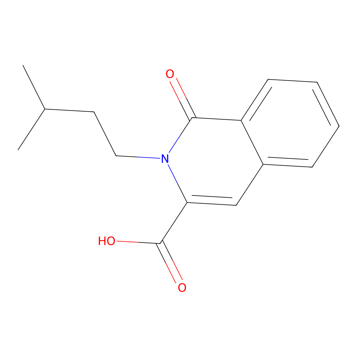 2-(3-Methylbutyl)-1-oxo-1,2-dihydroisoquinoline-3-carboxylic acid molecular structure, CAS 1492956-88-3