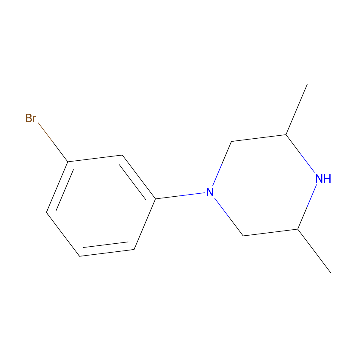 1-(3-Bromophenyl)-3,5-dimethylpiperazine molecular structure, CAS 1492958-38-9