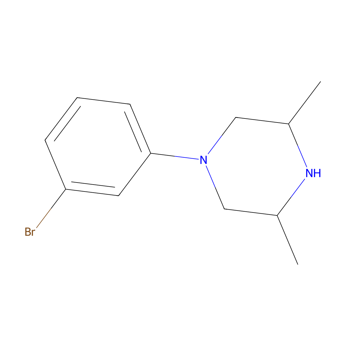 1-(3-Bromophenyl)-3,5-dimethylpiperazine molecular structure, CAS 1492958-38-9