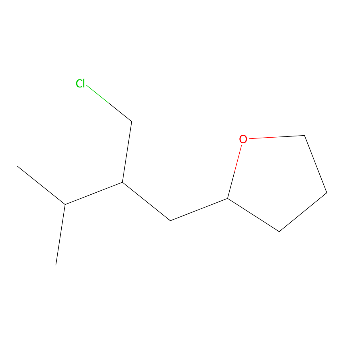 2-[2-(Chloromethyl)-3-methylbutyl]oxolane molecular structure, CAS 1492970-81-6