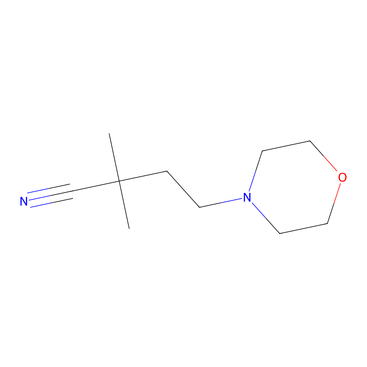 2,2-Dimethyl-4-(morpholin-4-yl)butanenitrile molecular structure, CAS 1493012-37-5