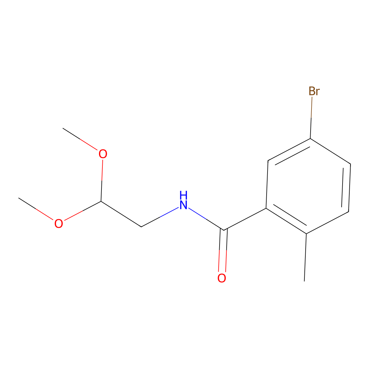 5-bromo-N-(2,2-dimethoxyethyl)-2-methylbenzamide molecular structure, CAS 1493013-79-8
