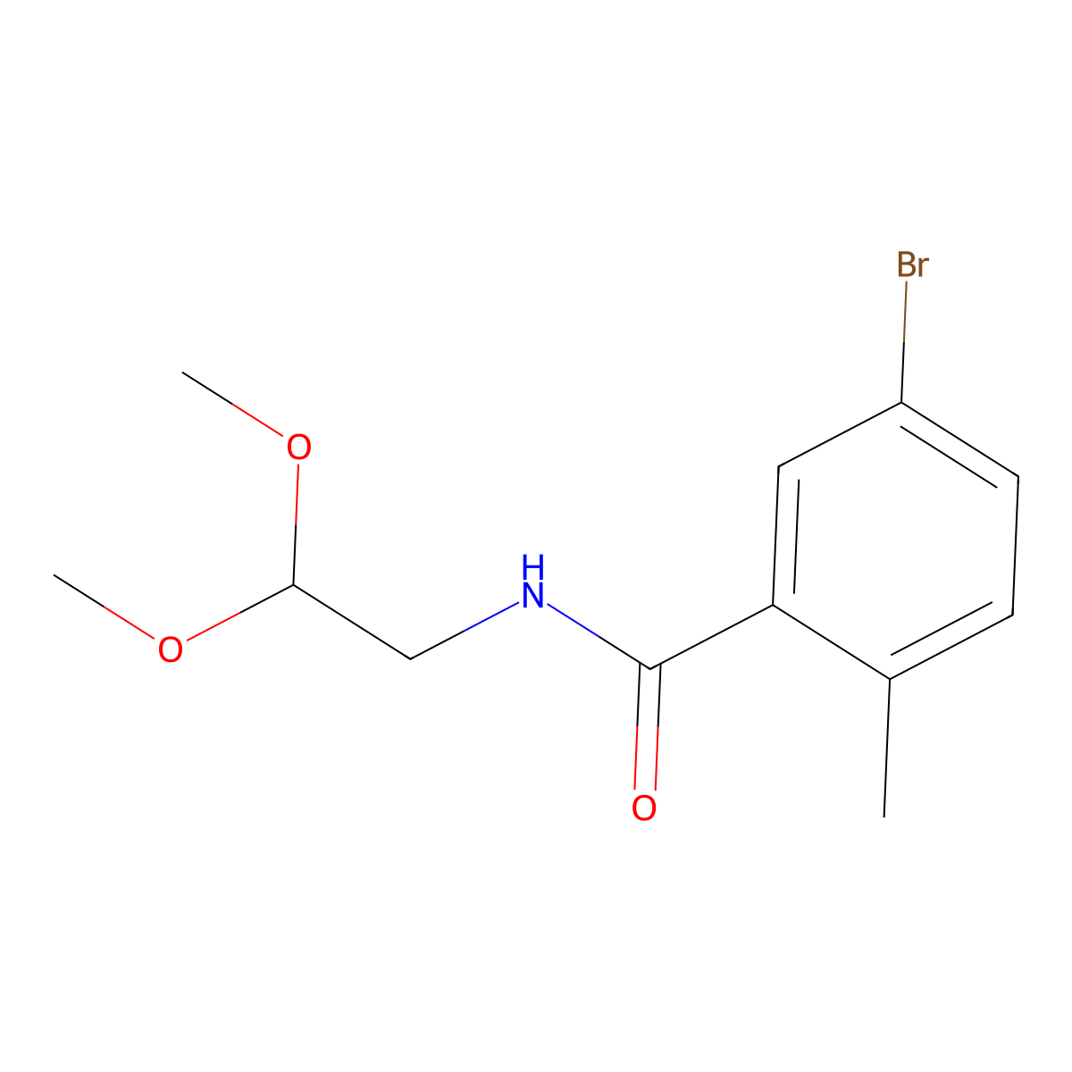 5-bromo-N-(2,2-dimethoxyethyl)-2-methylbenzamide molecular structure, CAS 1493013-79-8