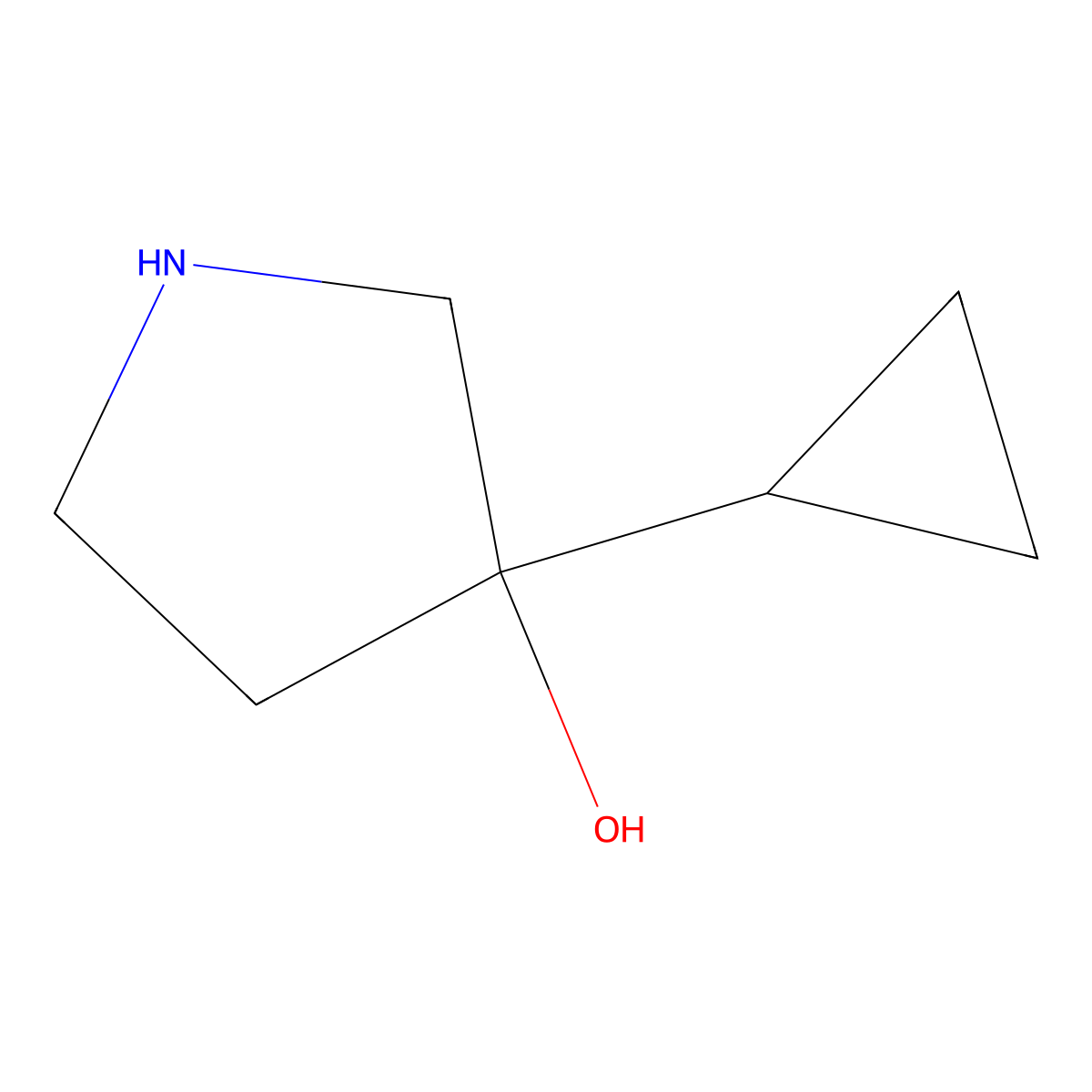 3-Cyclopropylpyrrolidin-3-ol molecular structure, CAS 1493020-19-1