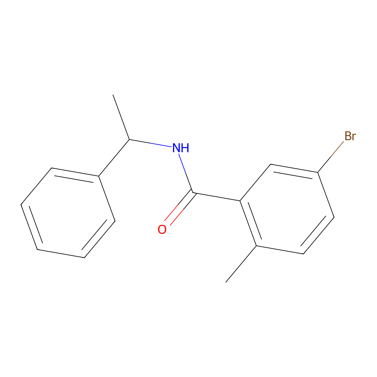5-bromo-2-methyl-N-(1-phenylethyl)benzamide molecular structure, CAS 1493024-86-4