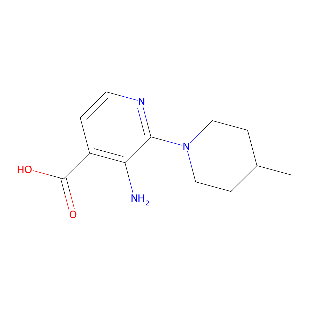 3-Amino-2-(4-methylpiperidin-1-yl)isonicotinic acid molecular structure, CAS 1493027-52-3