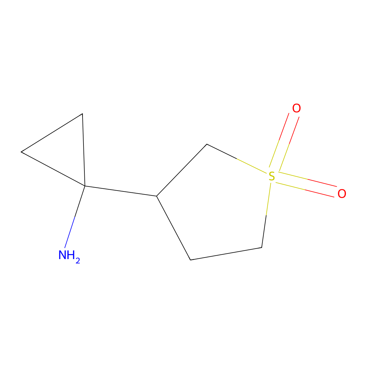 3-(1-Aminocyclopropyl)-1lambda6-thiolane-1,1-dione molecular structure, CAS 1493035-05-4