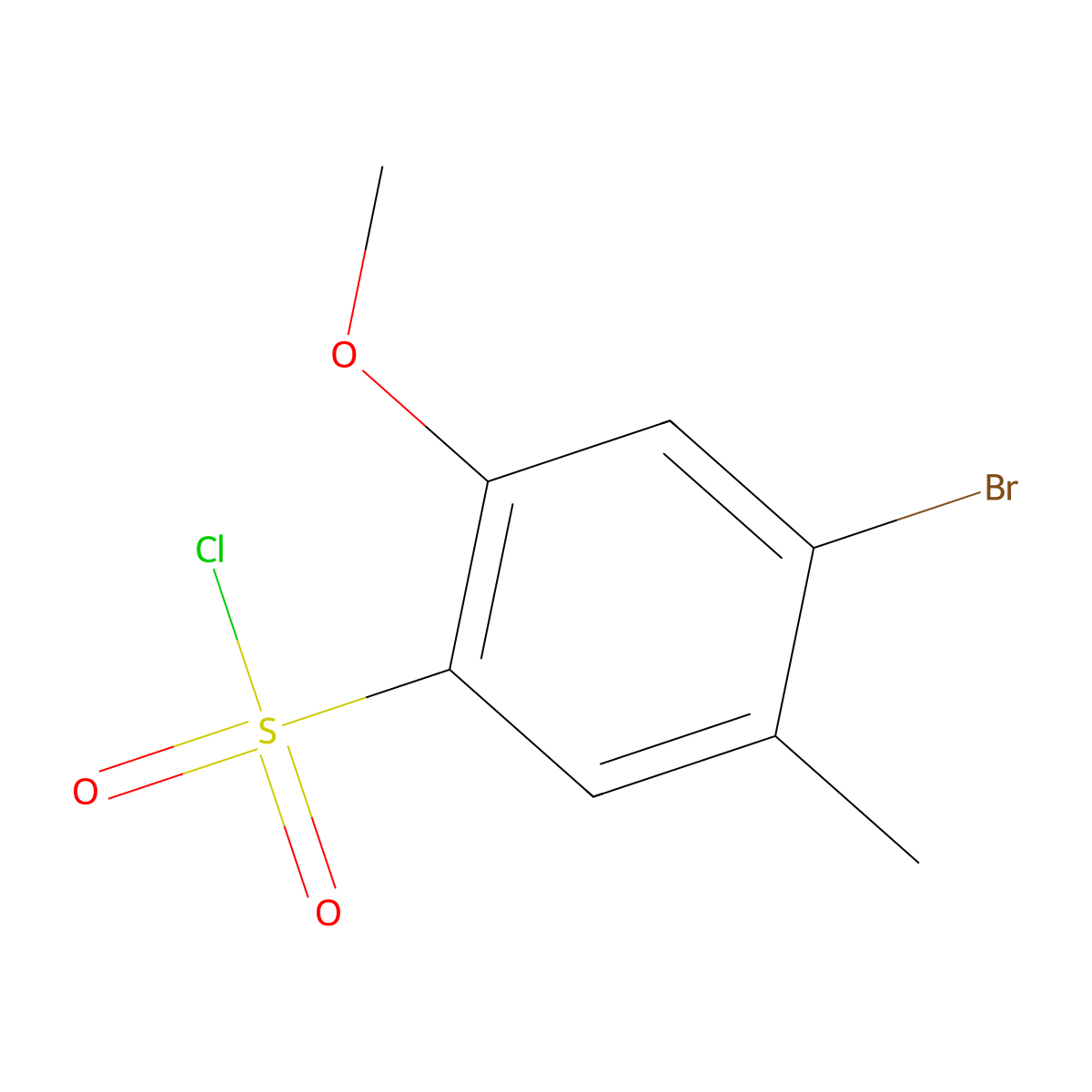 4-Bromo-2-methoxy-5-methylbenzene-1-sulfonylchloride molecular structure, CAS 1493098-99-9