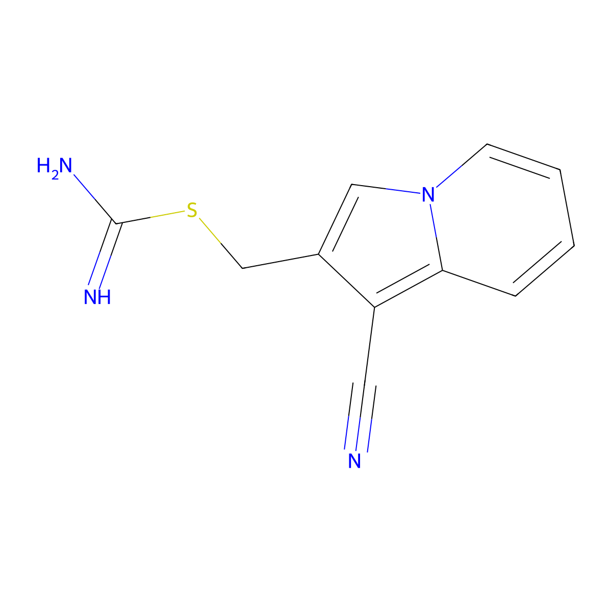 (1-Cyanoindolizin-2-yl)methyl carbamimidothioate molecular structure, CAS 1493110-46-5