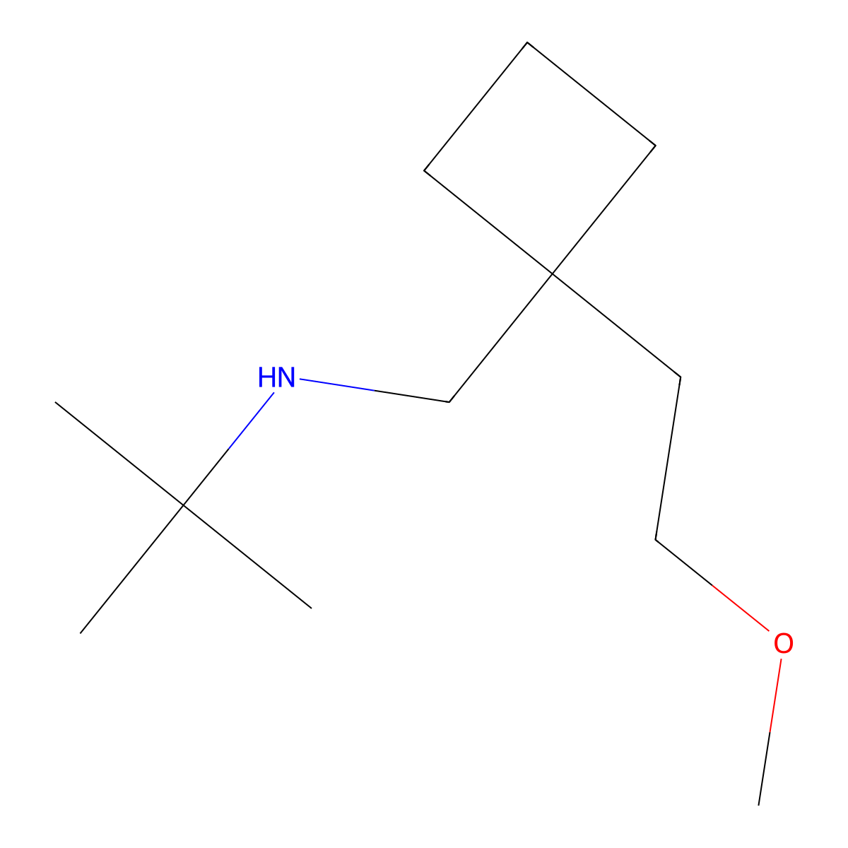 Tert-butyl({[1-(2-methoxyethyl)cyclobutyl]methyl})amine molecular structure, CAS 1493114-99-0