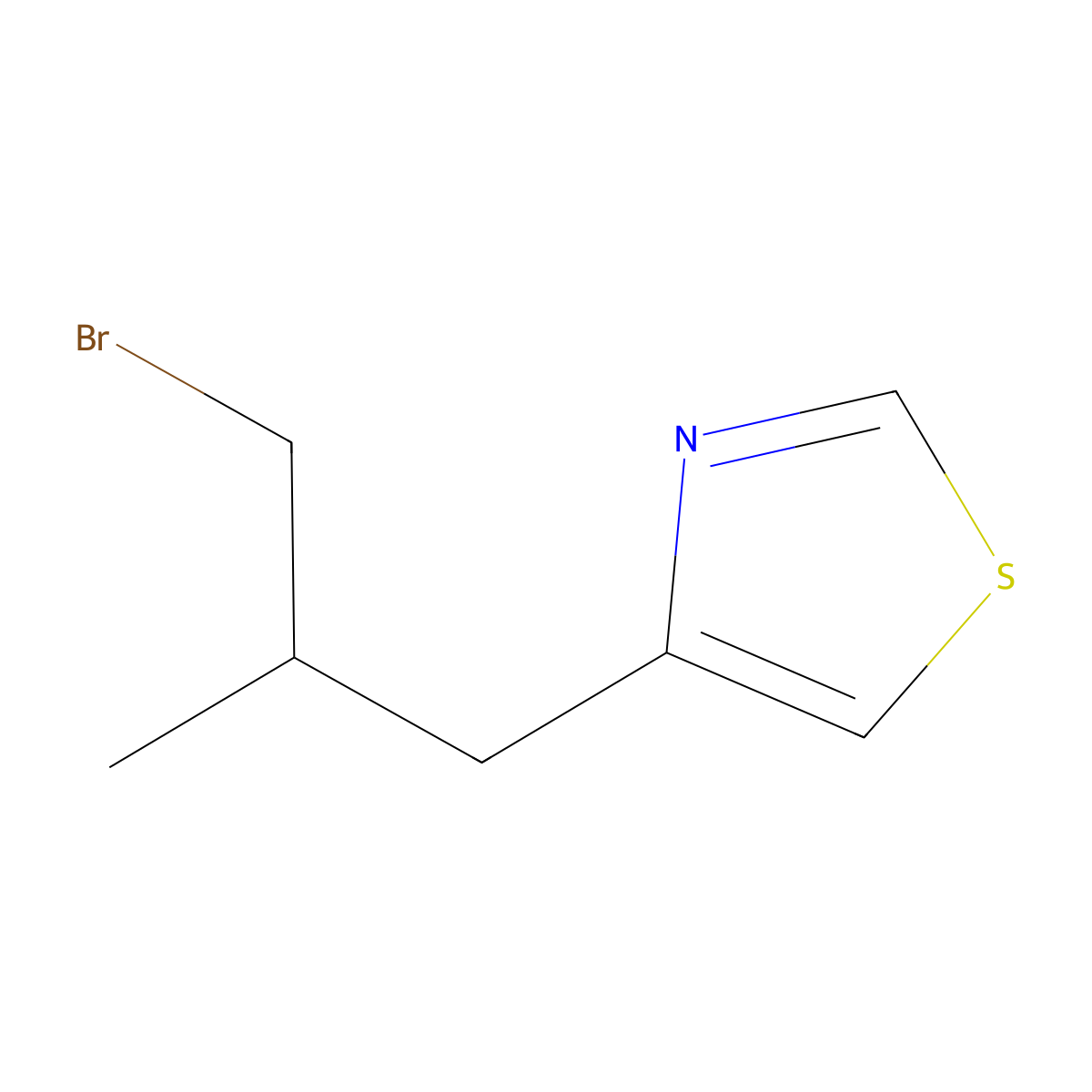 4-(3-Bromo-2-methylpropyl)-1,3-thiazole molecular structure, CAS 1493124-47-2