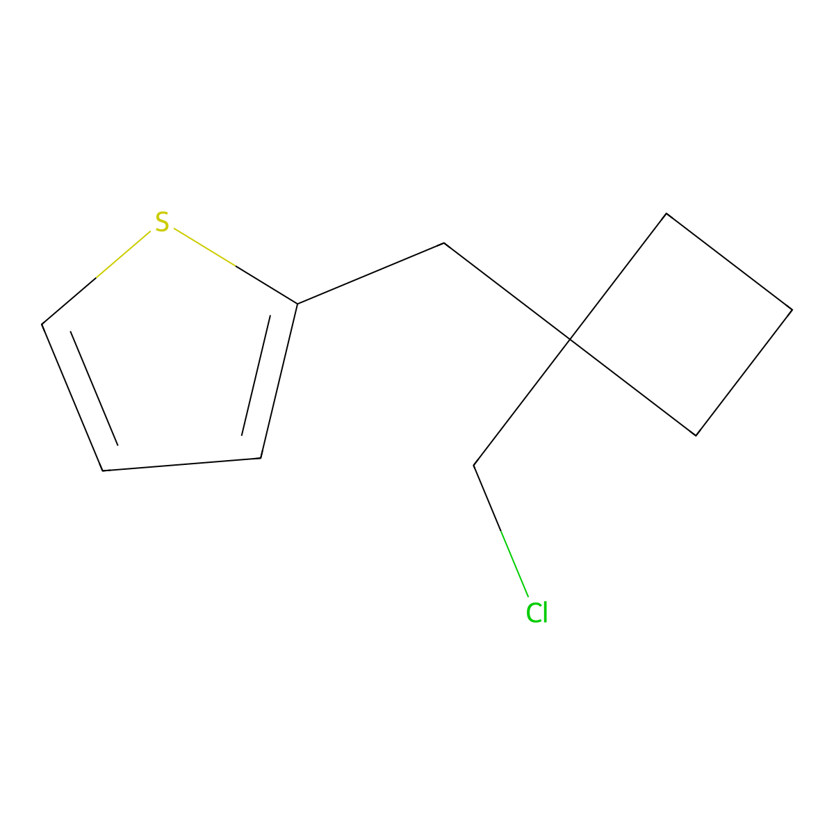 2-{[1-(Chloromethyl)cyclobutyl]methyl}thiophene molecular structure, CAS 1493126-80-9