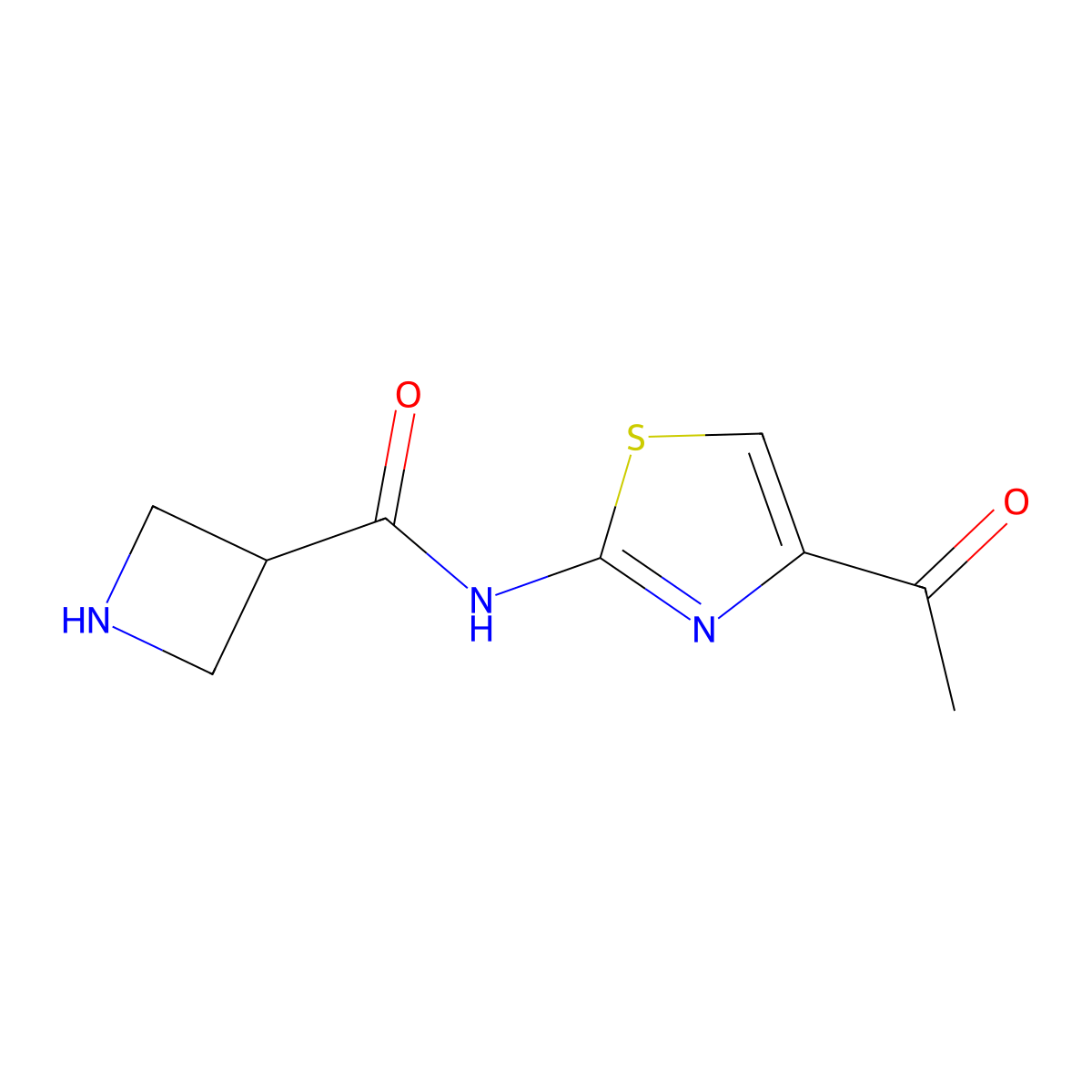 N-(4-acetyl-1,3-thiazol-2-yl)azetidine-3-carboxamide molecular structure, CAS 1493136-25-6