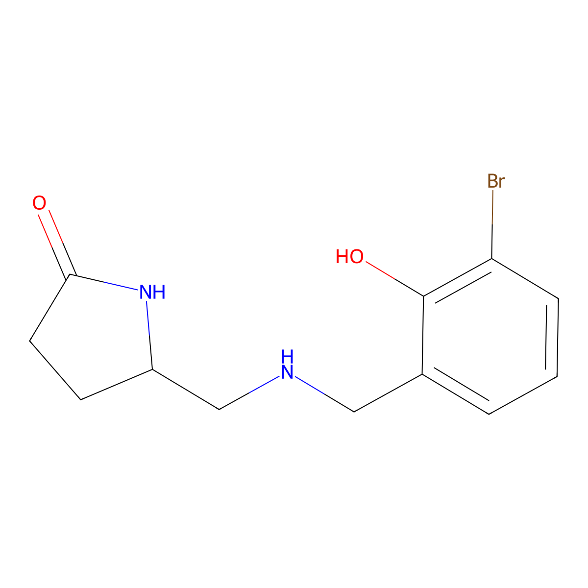 5-(((3-Bromo-2-hydroxybenzyl)amino)methyl)pyrrolidin-2-one molecular structure, CAS 1493156-83-4