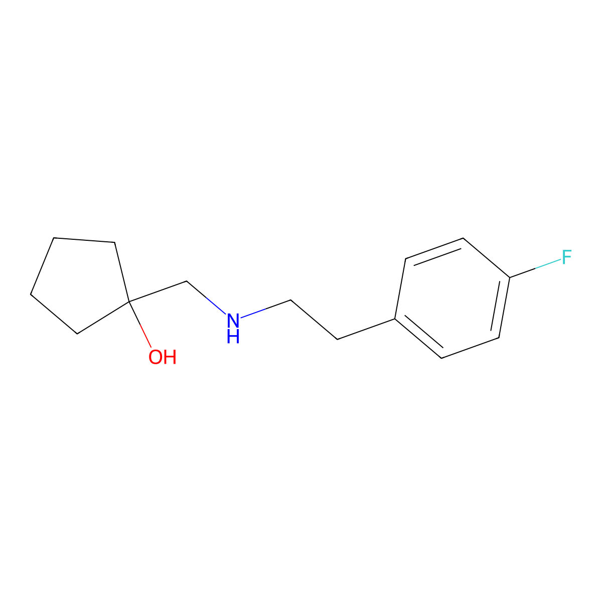 1-(((4-Fluorophenethyl)amino)methyl)cyclopentan-1-ol molecular structure, CAS 1493192-07-6