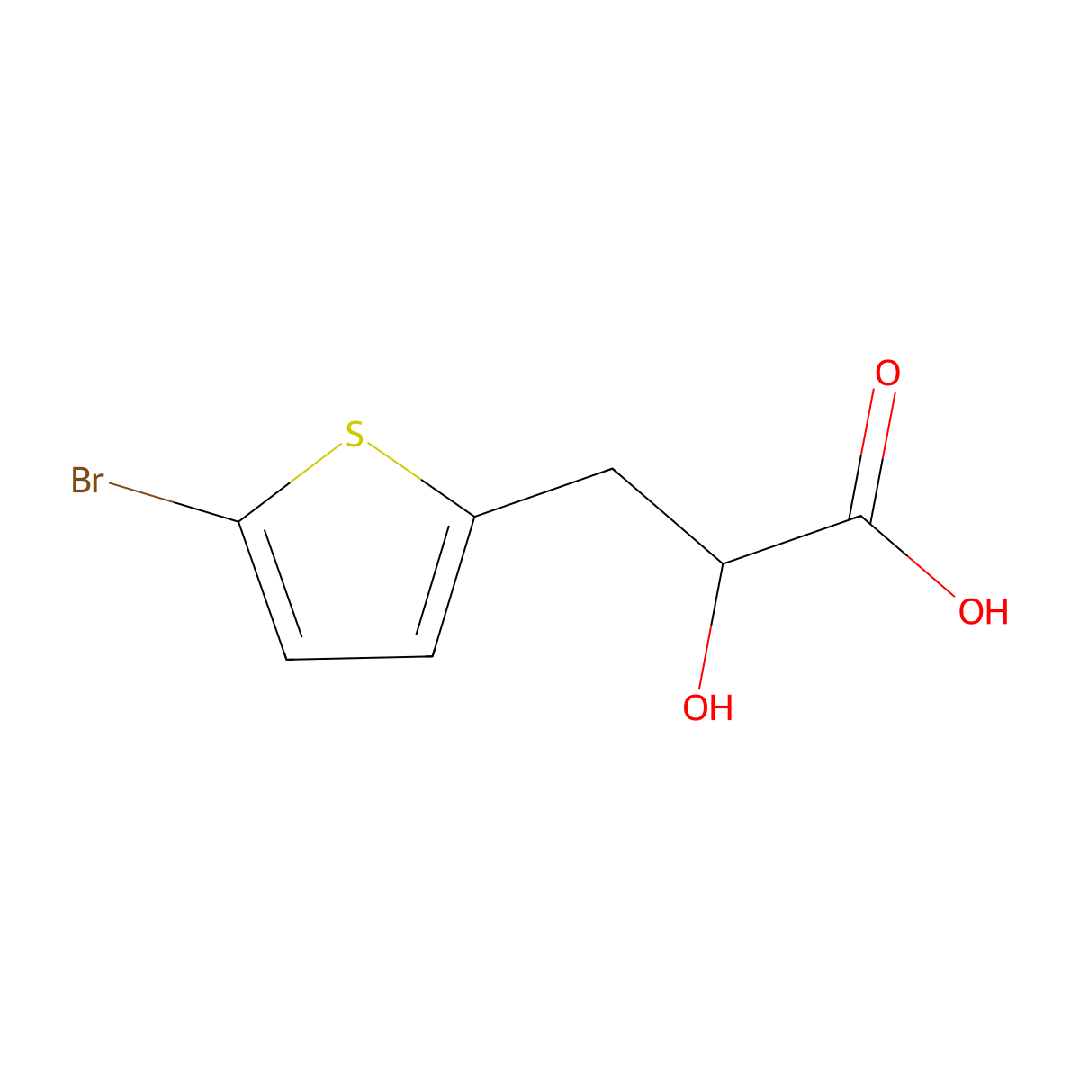 3-(5-Bromothiophen-2-yl)-2-hydroxypropanoic acid molecular structure, CAS 1493198-75-6