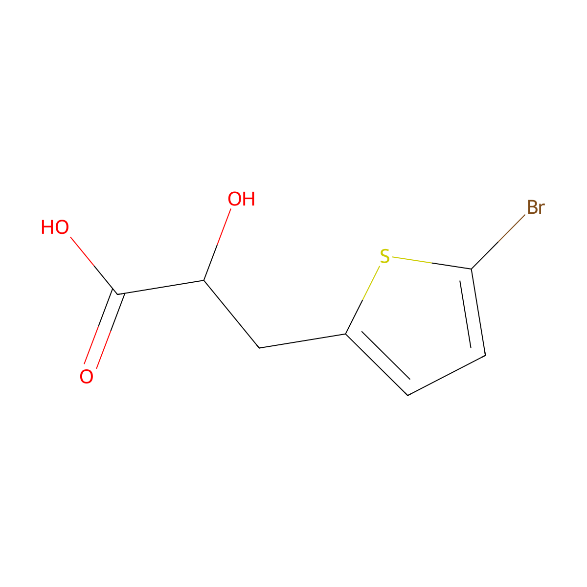 3-(5-Bromothiophen-2-yl)-2-hydroxypropanoic acid molecular structure, CAS 1493198-75-6