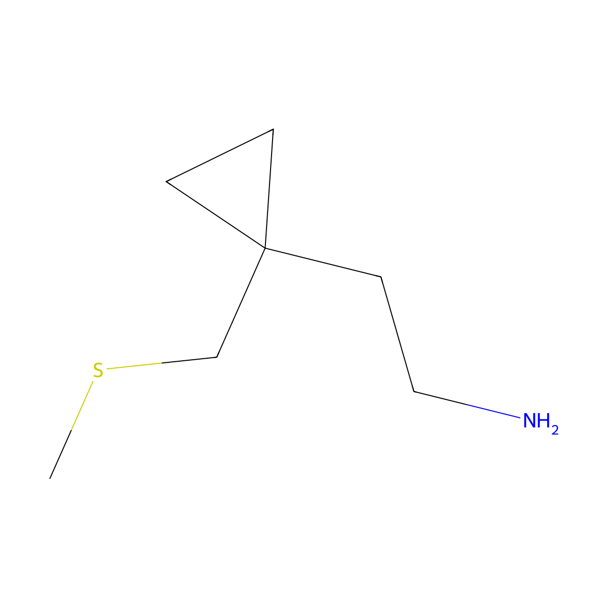 2-(1-((Methylsulfanyl)methyl)cyclopropyl)ethan-1-amine molecular structure, CAS 1493200-84-2