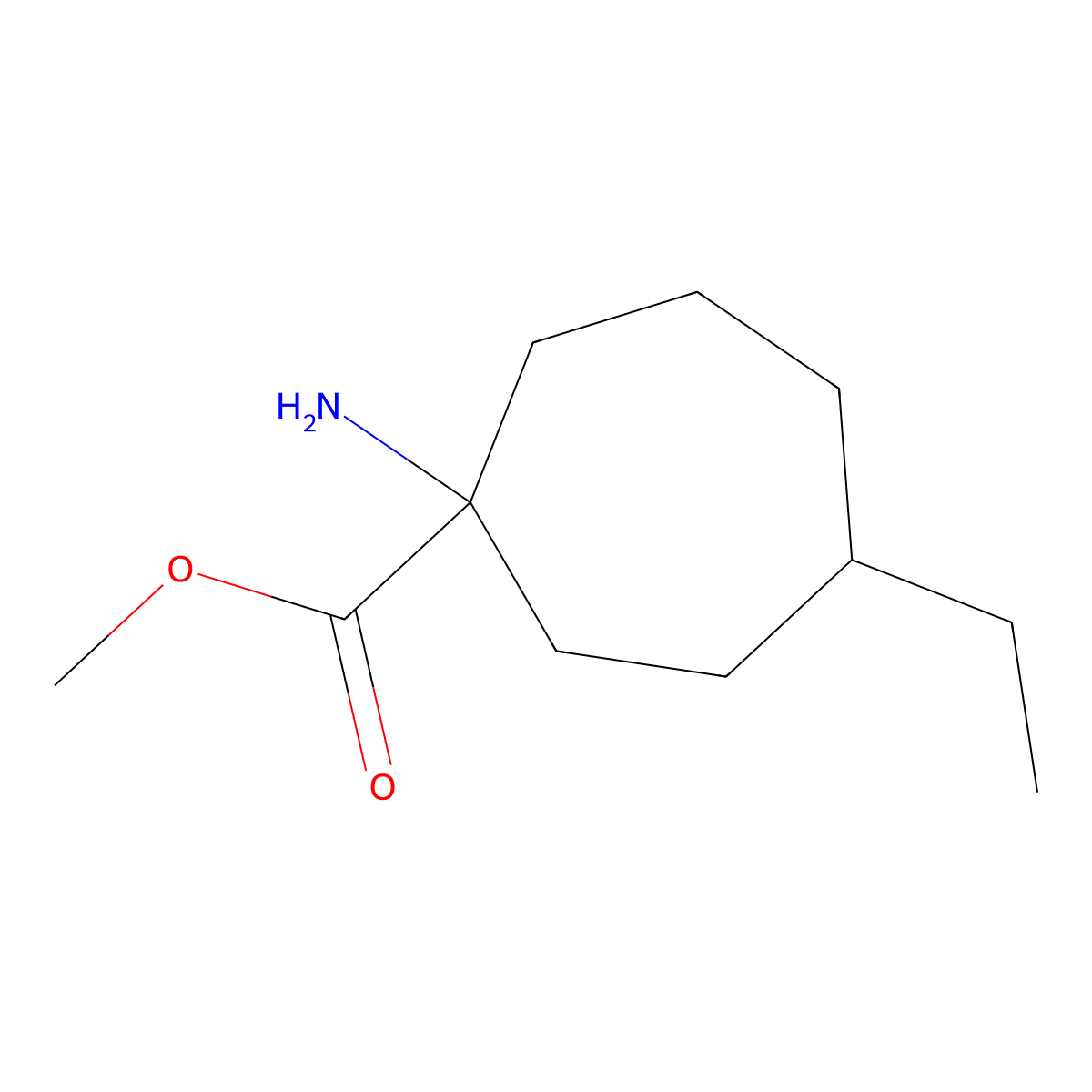 Methyl 1-amino-4-ethylcycloheptane-1-carboxylate molecular structure, CAS 1493205-46-1