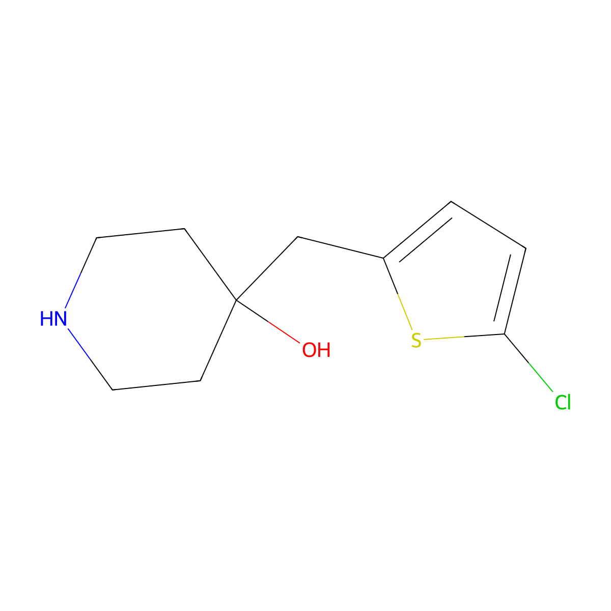 4-((5-Chlorothiophen-2-yl)methyl)piperidin-4-ol molecular structure, CAS 1493217-16-5