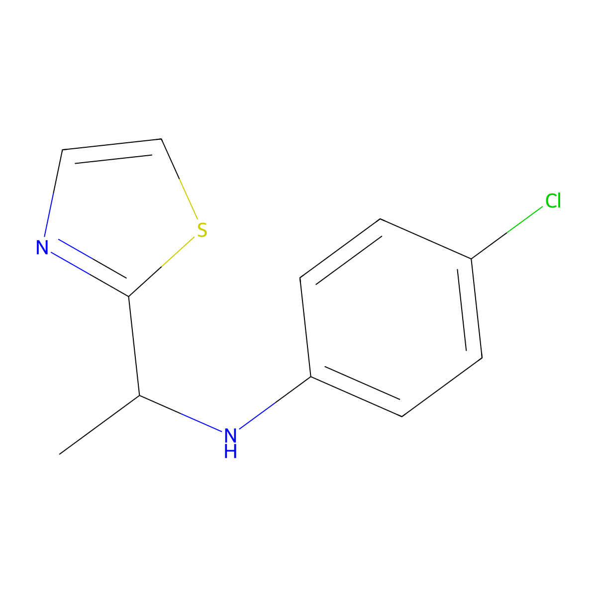 4-chloro-N-[1-(1,3-thiazol-2-yl)ethyl]aniline molecular structure, CAS 1493221-88-7