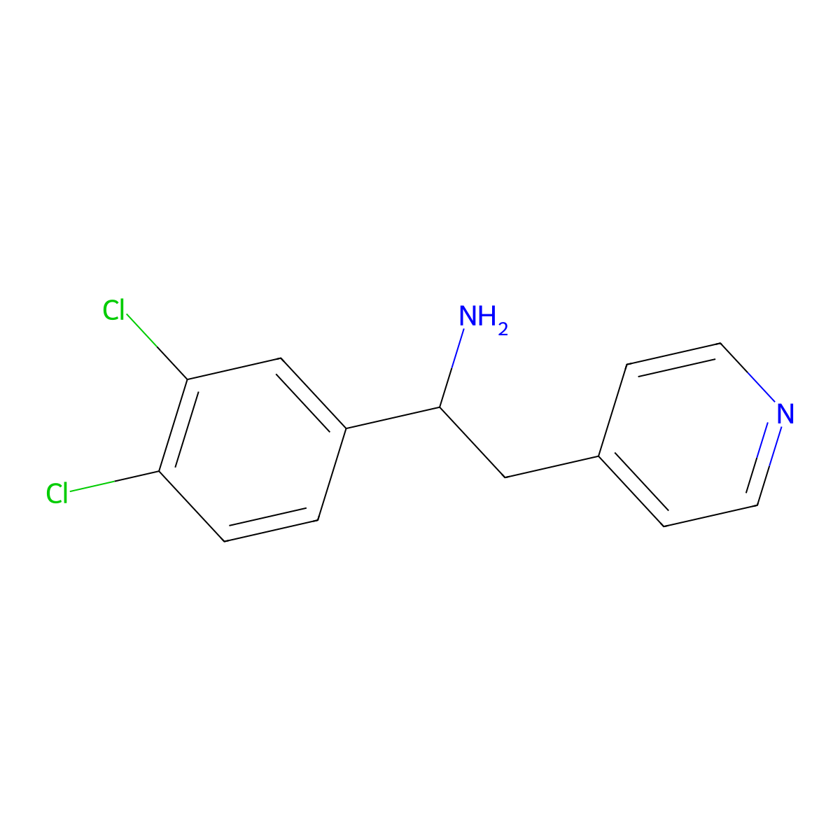 1-(3,4-Dichlorophenyl)-2-(pyridin-4-yl)ethan-1-amine molecular structure, CAS 1493226-56-4