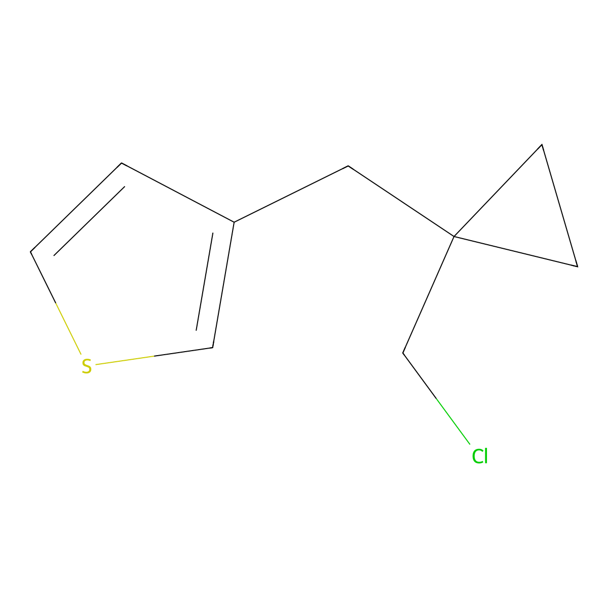 3-{[1-(Chloromethyl)cyclopropyl]methyl}thiophene molecular structure, CAS 1493230-23-1