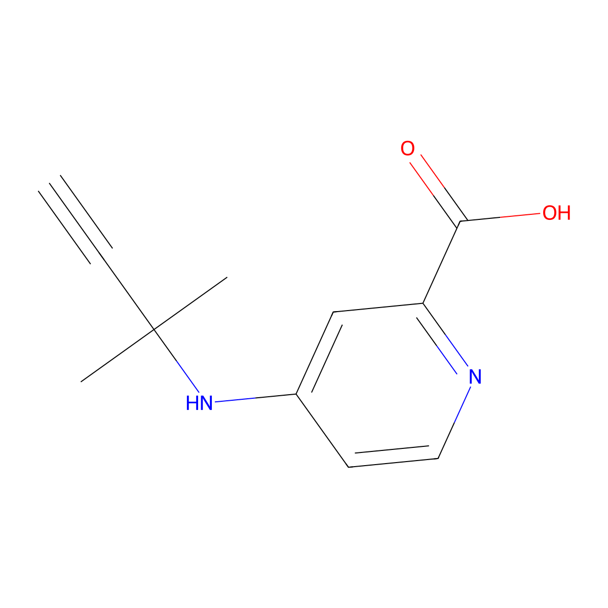 4-[(2-Methylbut-3-yn-2-yl)amino]pyridine-2-carboxylic acid molecular structure, CAS 1493236-32-0