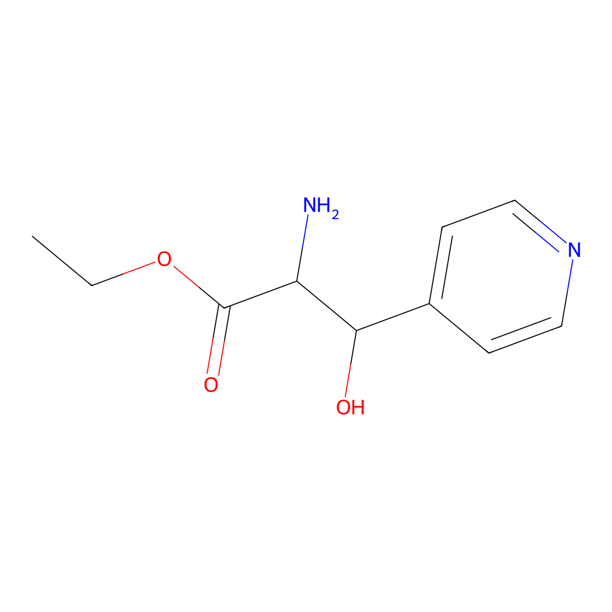 Ethyl 2-amino-3-hydroxy-3-(pyridin-4-yl)propanoate molecular structure, CAS 1493245-72-9