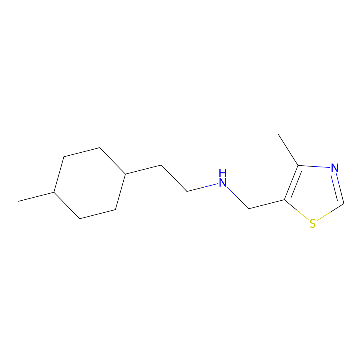 2-(4-Methylcyclohexyl)-N-((4-methylthiazol-5-yl)methyl)ethan-1-amine molecular structure, CAS 1493271-22-9