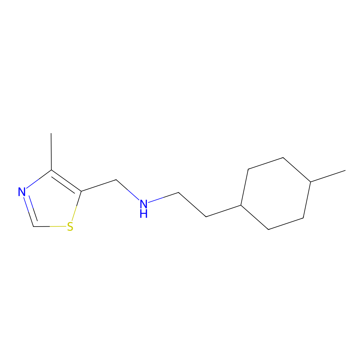 2-(4-Methylcyclohexyl)-N-((4-methylthiazol-5-yl)methyl)ethan-1-amine molecular structure, CAS 1493271-22-9