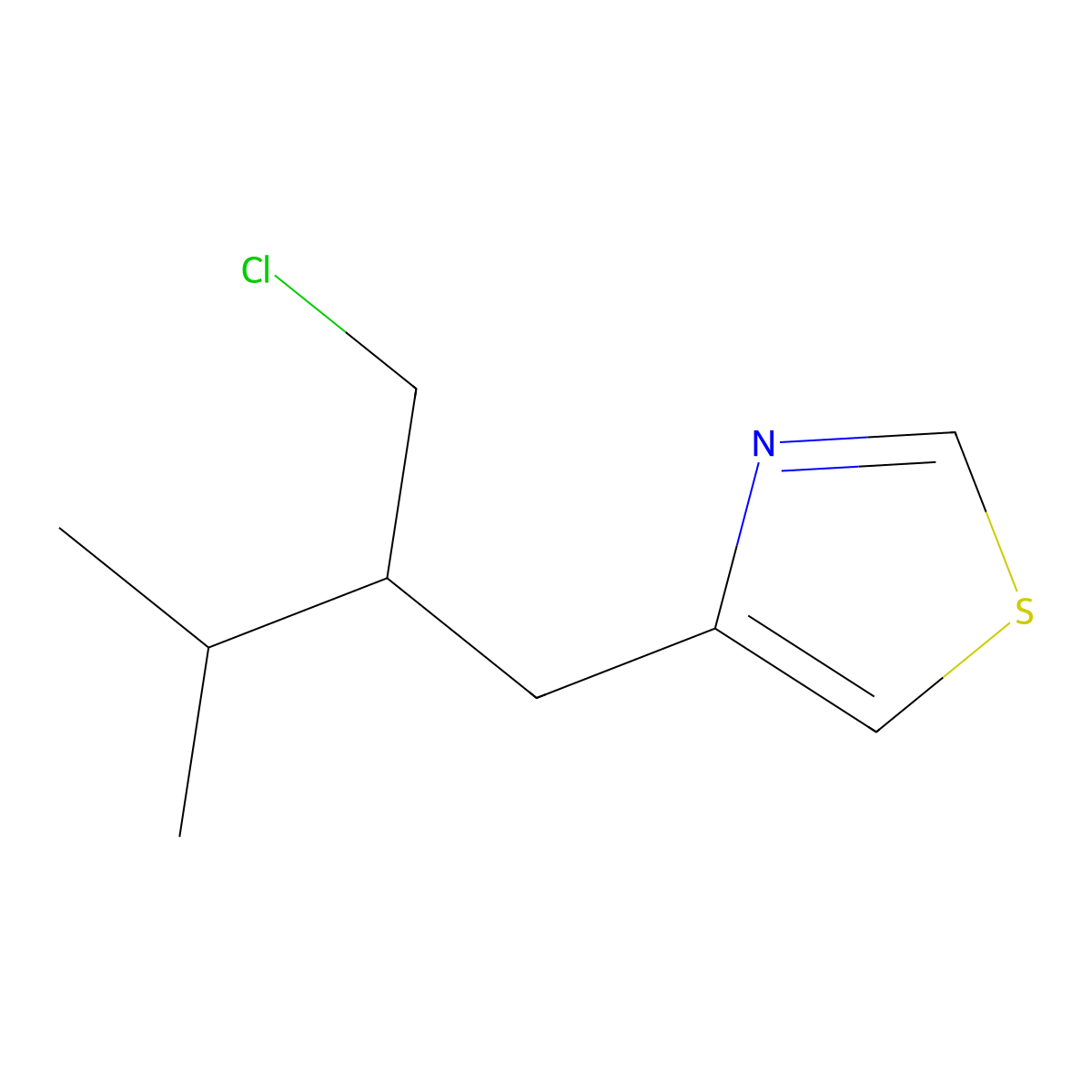 4-(2-(Chloromethyl)-3-methylbutyl)thiazole molecular structure, CAS 1493271-35-4