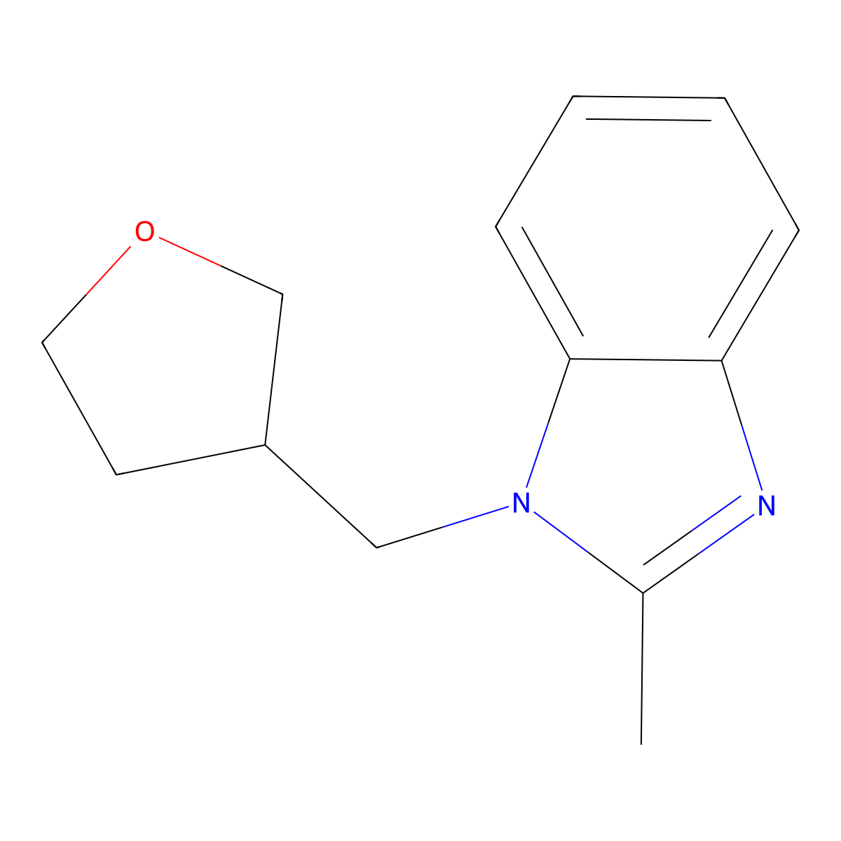 2-methyl-1-[(oxolan-3-yl)methyl]-1H-1,3-benzodiazole molecular structure, CAS 1493282-13-5