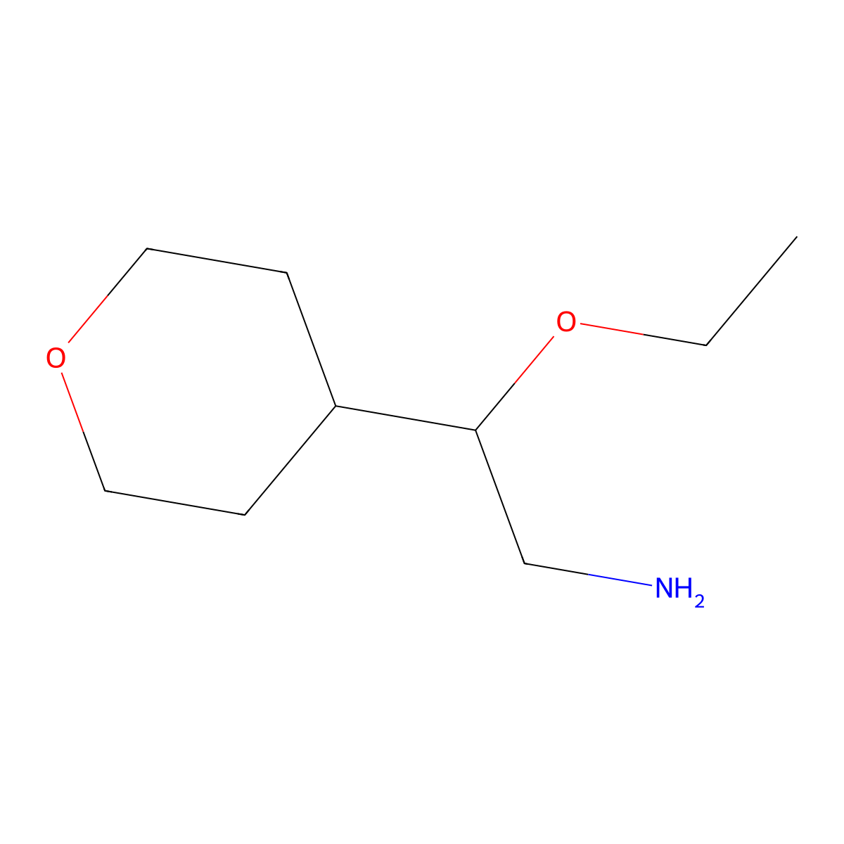 2-Ethoxy-2-(oxan-4-yl)ethan-1-amine molecular structure, CAS 1493291-84-1