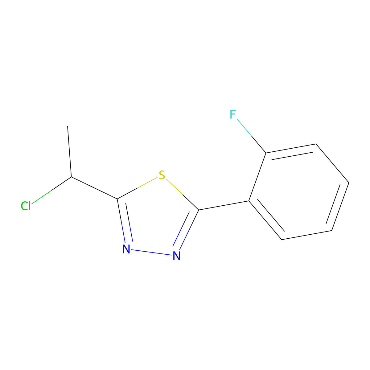 2-(1-Chloroethyl)-5-(2-fluorophenyl)-1,3,4-thiadiazole molecular structure, CAS 1493299-70-9