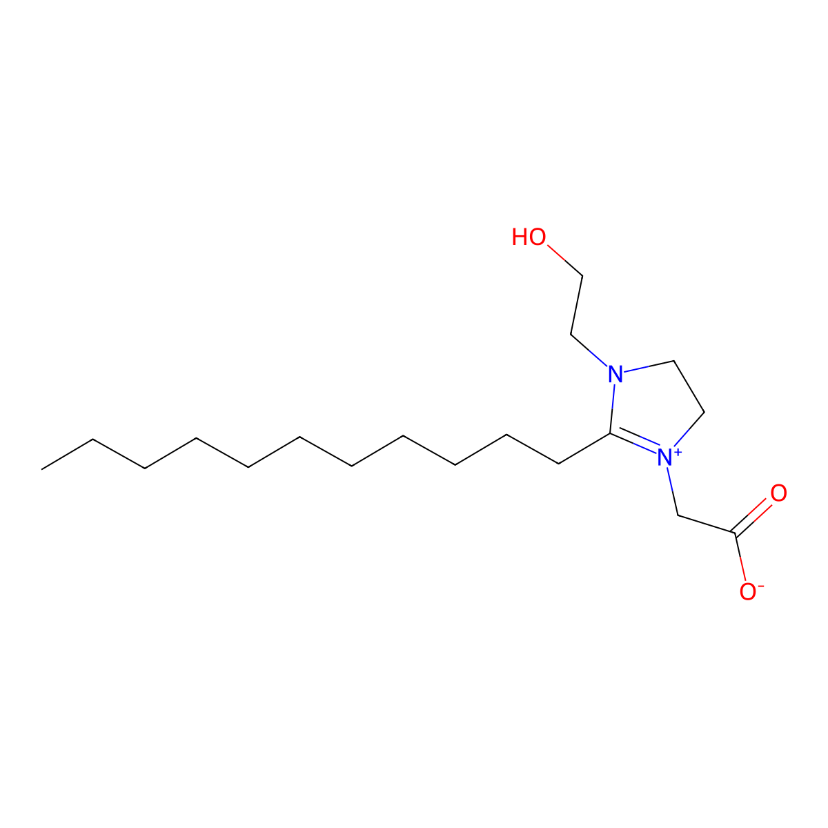 1-(Carboxylatomethyl)-4,5-dihydro-3-(2-hydroxyethyl)-2-undecyl-1H-imidazolium molecular structure, CAS 14933-33-6
