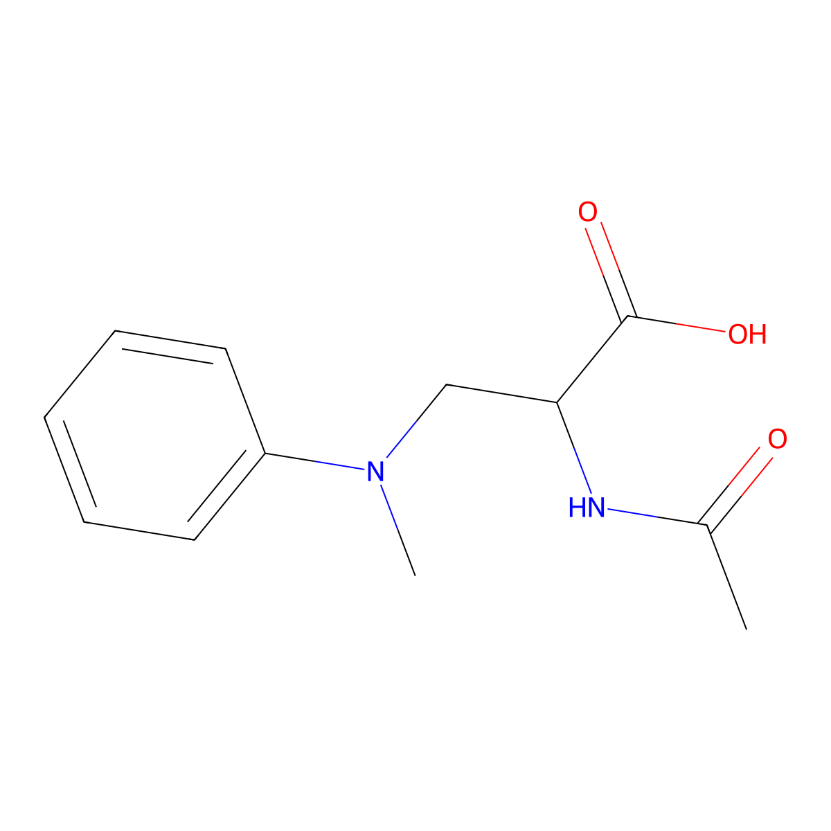 2-Acetamido-3-[methyl(phenyl)amino]propanoic acid molecular structure, CAS 1493301-22-6