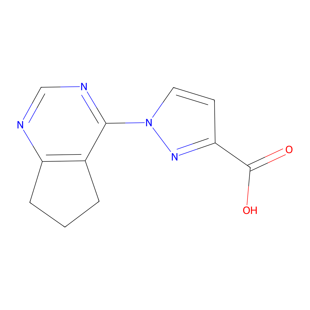 1-(6,7-Dihydro-5H-cyclopenta[d]pyrimidin-4-yl)-1H-pyrazole-3-carboxylic acid molecular structure, CAS 1493311-71-9