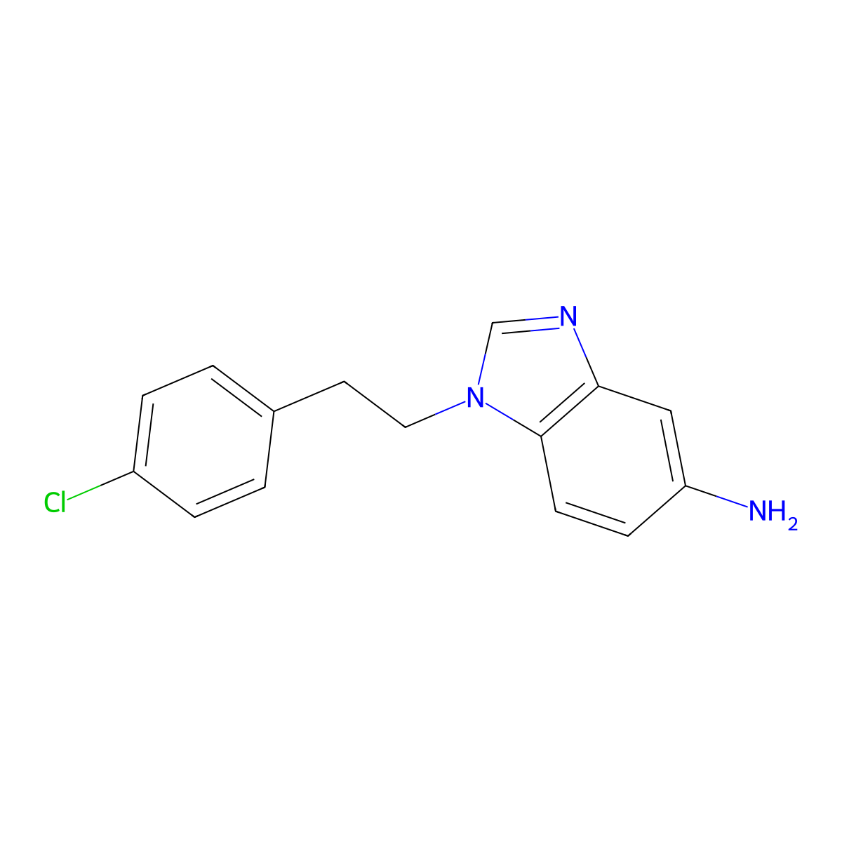 1-[2-(4-chlorophenyl)ethyl]-1H-1,3-benzodiazol-5-amine molecular structure, CAS 1493318-64-1