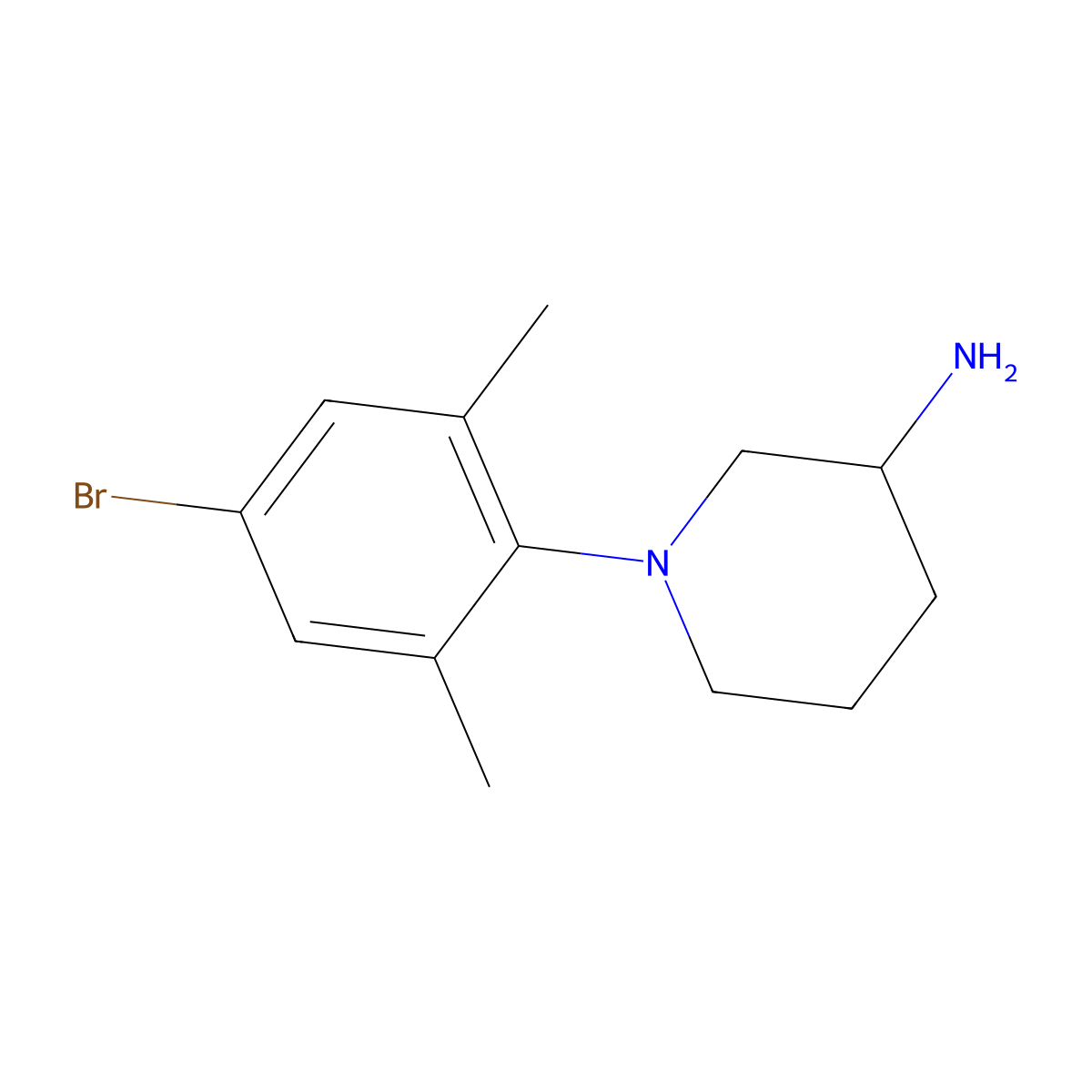 1-(4-Bromo-2,6-dimethylphenyl)piperidin-3-amine molecular structure, CAS 1493326-10-5
