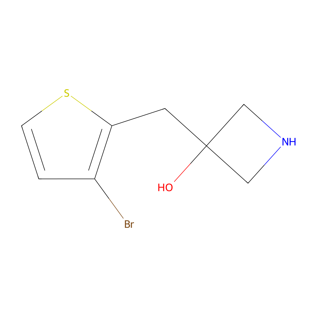 3-((3-Bromothiophen-2-yl)methyl)azetidin-3-ol molecular structure, CAS 1493329-34-2